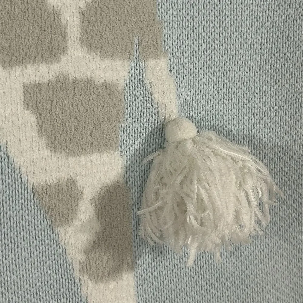 HTF Mud Pie Chenille Giraffe Blue Baby Blanket